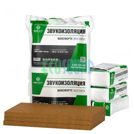 МаксФорте-ЭКОплита 60 кг / м3 | 1000 х 600 х 50 мм | 2,4 м²/0,12 м³ МаксФорте-ЭКОплита 60 кг / м3 | 1000 х 600 х 50 мм | 2,4 м²/0,12 м³