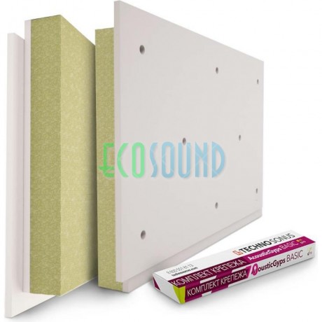 Панель с крепежом АкустикГипс (AcousticGyps) Basic 40 (1,2м x 0,6м x 40мм) 0,72м2